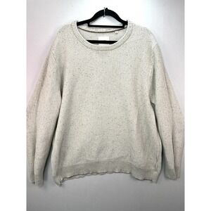 Billy Reid Organic Cotton Crewneck Sweater Basketweave Beige Tweed Mens Sz XXL